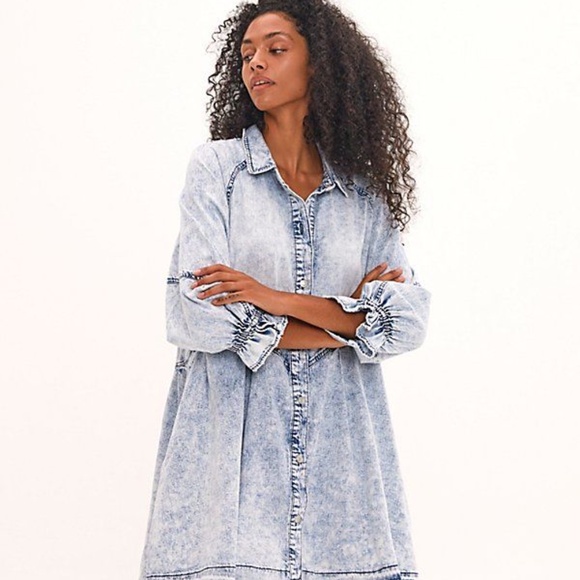 Free People We The Free Hannah Denim Mini Dress - Picture 2 of 6